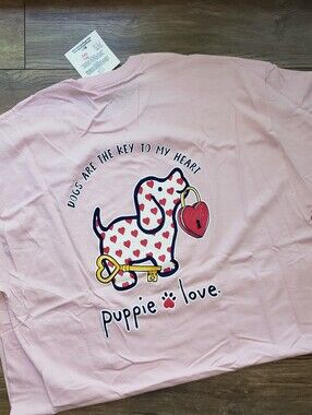 Puppie Love Pink 'Dogs Are the Key to My Heart' Graphic Tee